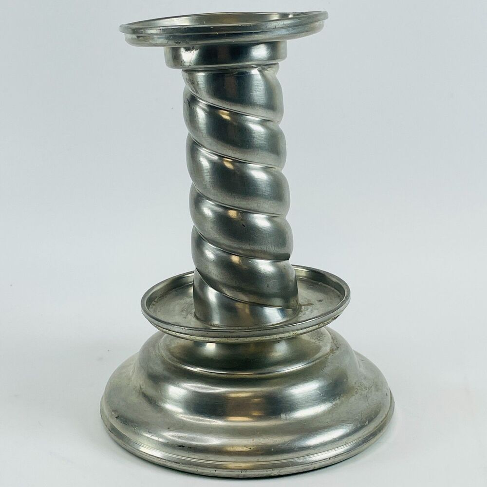Vintage Norwegian Pewter Spiral Candle Holder MCM Industrial Modernist Norway 20